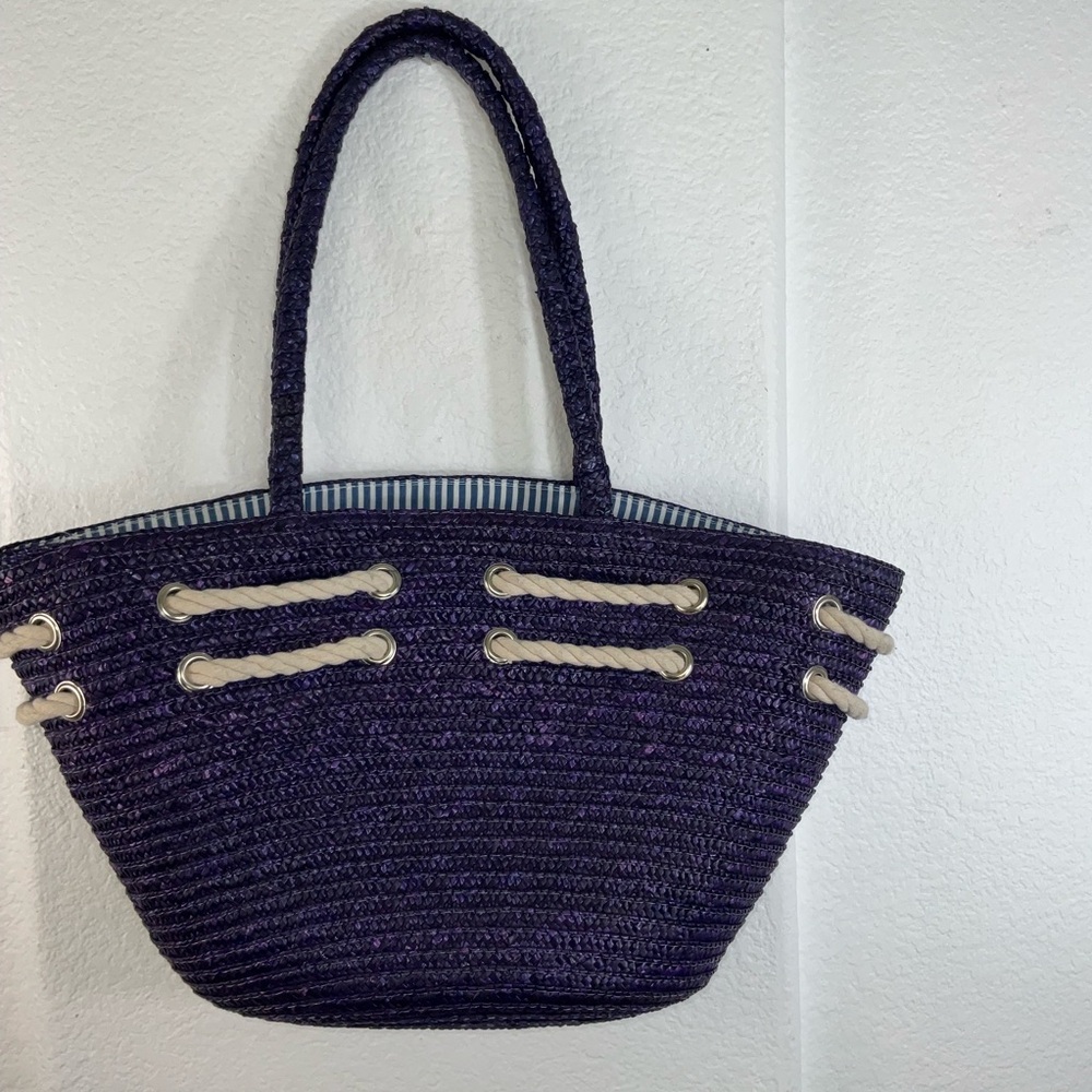 Sun sand Navy Woven Tote Bag